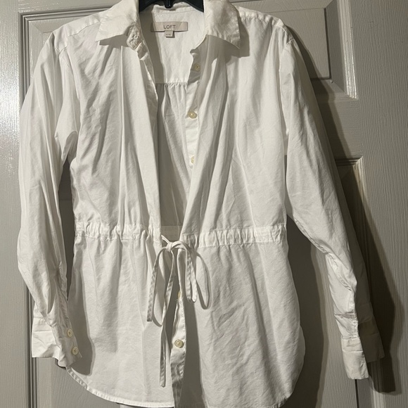 LOFT Tops - LOFT White Tie-Waist Blouse